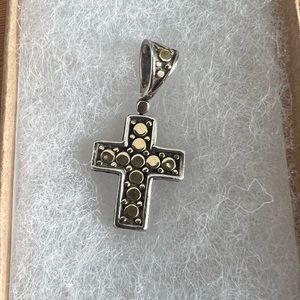 John Hardy Sterling Silver 18K Gold Dot Cross Pendant